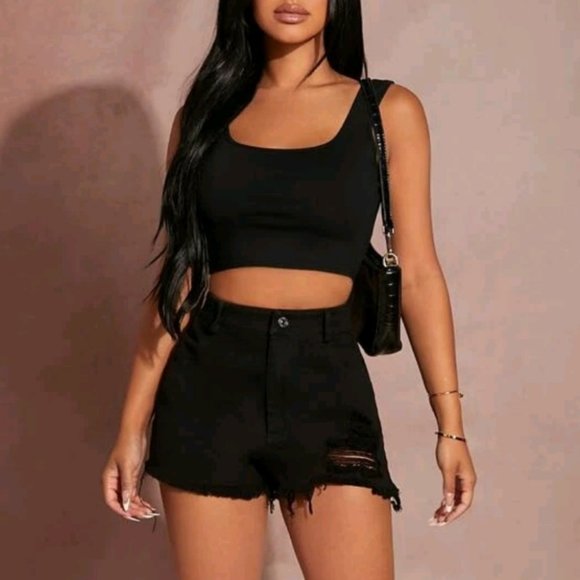 casual Black crop top - Picture 5 of 7